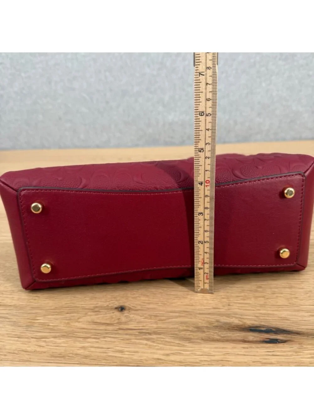 Coach Mini Lillie Carryall Satchel Bag Purse Cherry Red Embossed Leather C7278